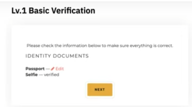 Level 1 Identity Verification